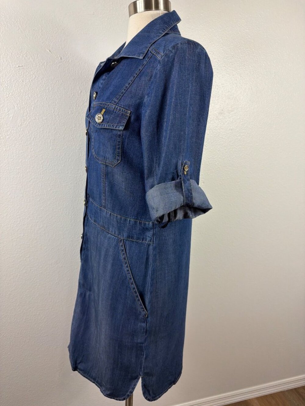 Tommy Hilfiger Denim Shirt Dress Button Front Lyocell Size 8 (NWOT) - Picture 5 of 16